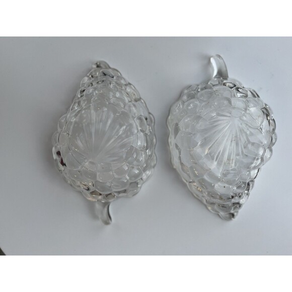 2 Vintage Grape Cluster Clear Glass Candy Nut Bowls Dishes - Picture 2 of 7